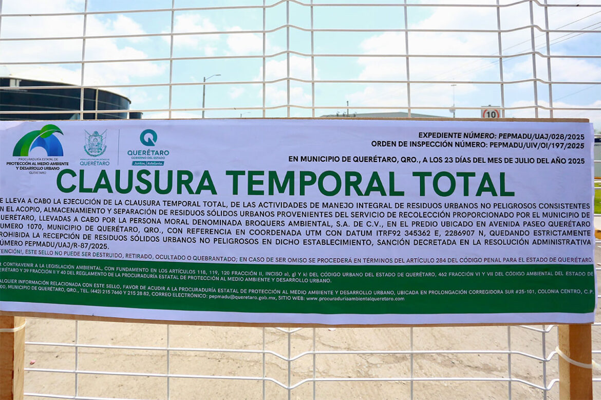 Clausura PEPMADU planta separadora de residuos