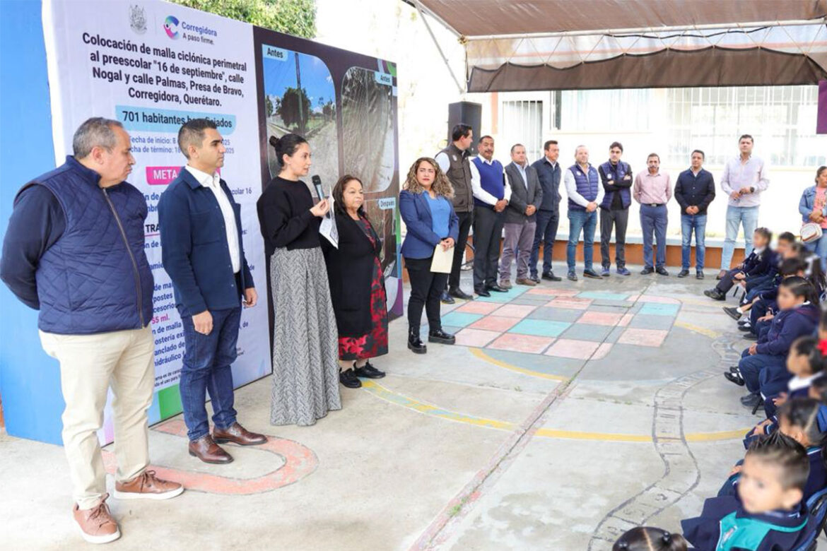 Corregidora renueva la malla ciclónica en Presa de Bravo